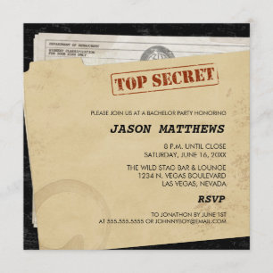 Drôle Top Secret Bachelor Party Invitations