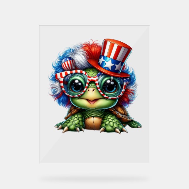 Drôle Tortue Patriotique USA Drapeau Sunglass (Recto)