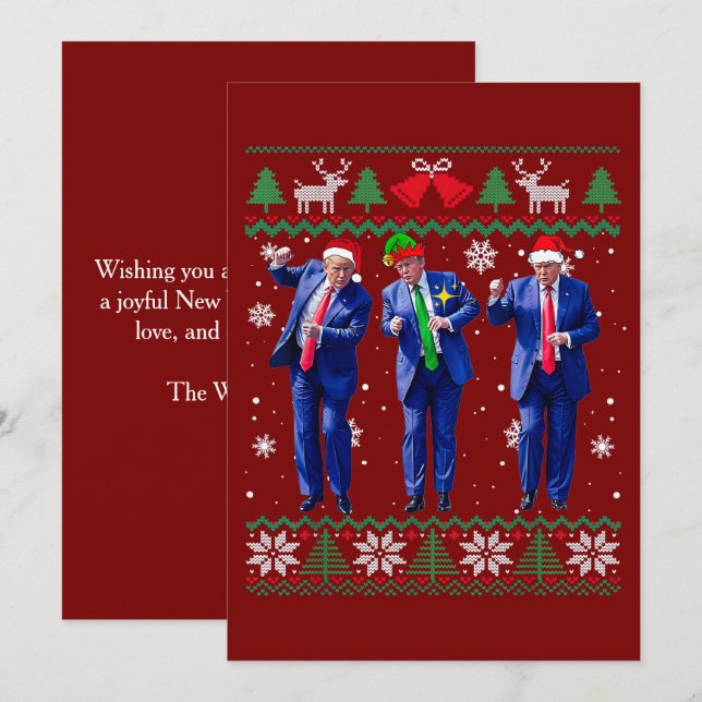 Drôle Trump Santa Claus Danse Carte de Noël (Devant / Derrière)