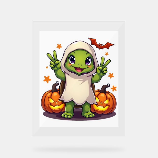 Drôle Turtle Ghost Citrouille Boo Halloween Kids M (Recto)