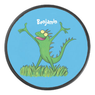 Drôle vert souriant animé lézard d'iguane