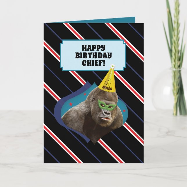 Drôle Vieux Homme Carte Anniversaire Avec Gorilla (Devant)