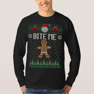 Drôle Vilain Sweat De Noël Bite Me Gingerbread M