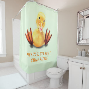 Drôle Winking Yellow Duck Douche Rideau Votre text