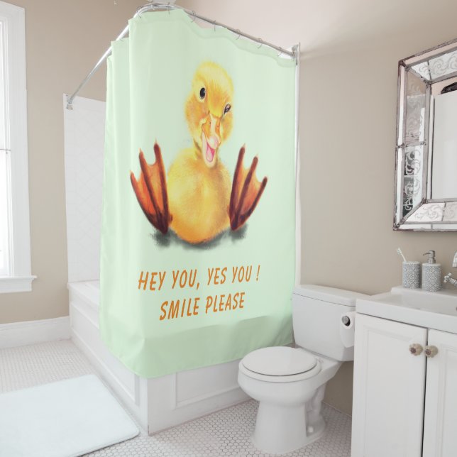 Drôle Winking Yellow Duck Douche Rideau Votre text (En situation)