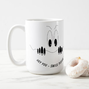 Drôle Yeux Café Mug Smile - Texte Personnalisé