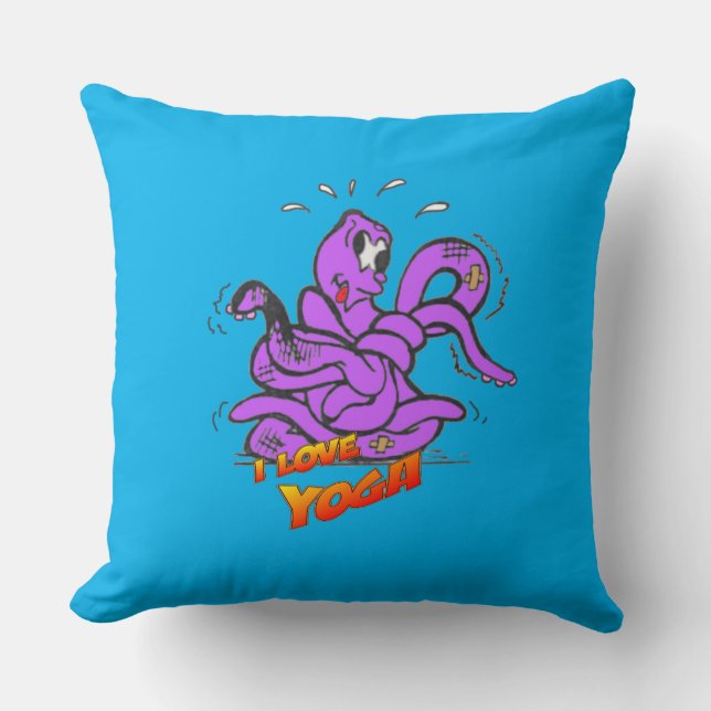 Drôle Yoga Octopus Cust. Coussin décoratif (Recto)