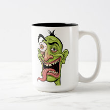 Drôle Zombie Vert Cartoon Mug Café - Gif Quirky