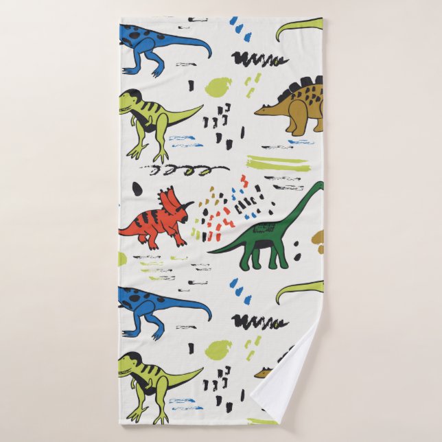 drôles de dinosaures motif couleur graphique (Serviette de bain)