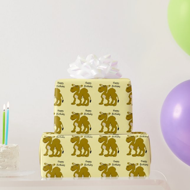 Dromedary Camel Any Background Colour Birthday Wrapping Paper (Party Gifts)