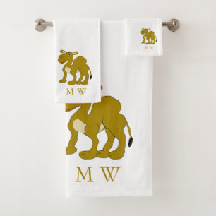Dromedary Camel Design Monogrammed Bath Towel Set
