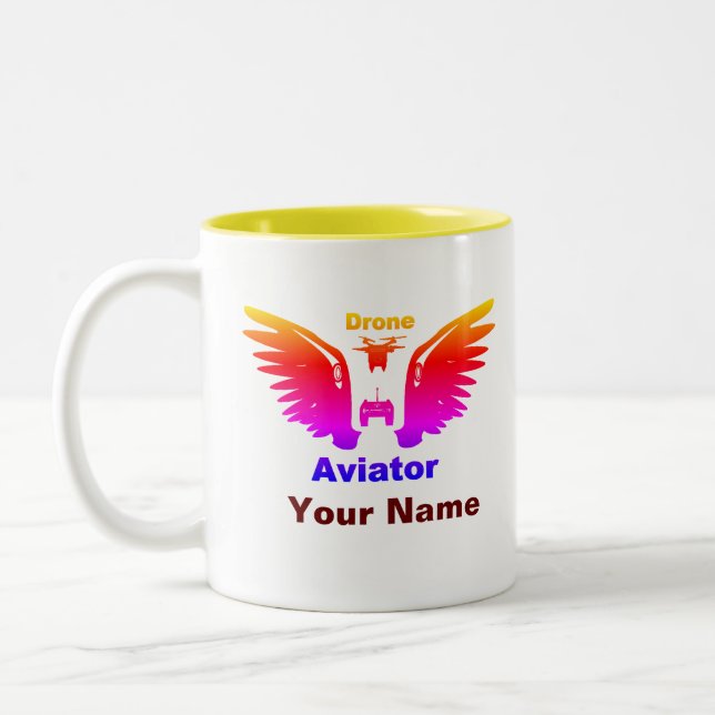 Drone Aviator Two-Tone Coffee Mug (Left)