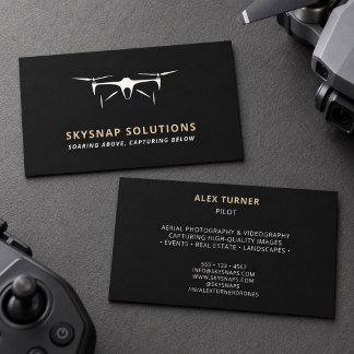 Drone Business UAV Pilot Modern Black Gold Card