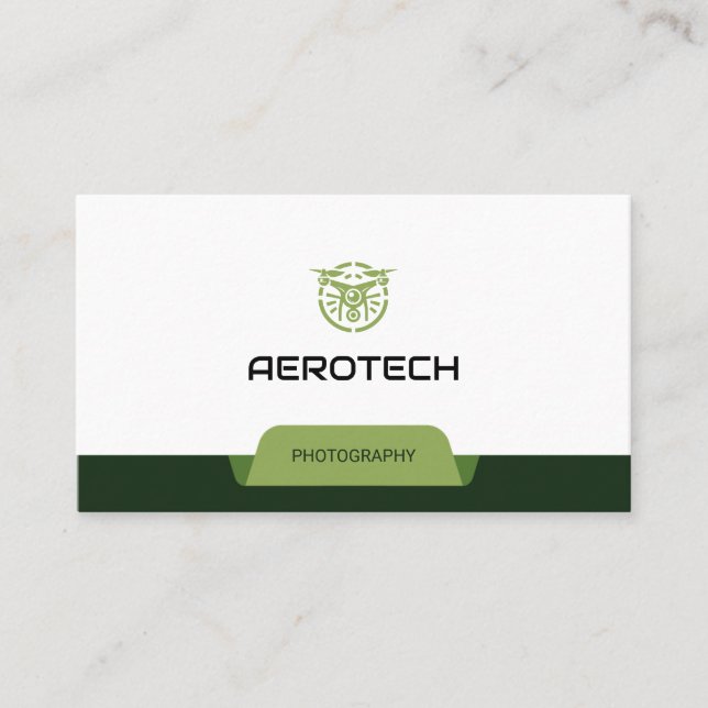 Drone Cartes de visite Vert Blanc Moderne (Devant)