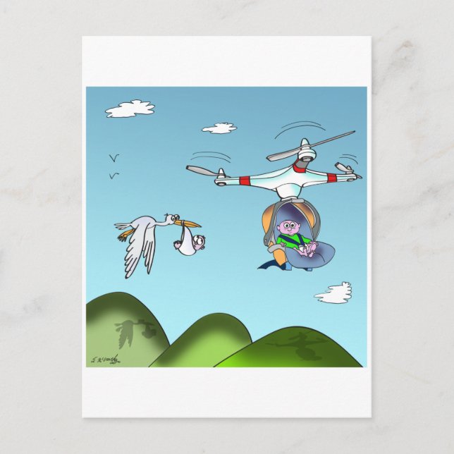 Drone Cartoon 9482 Postcard (Front)