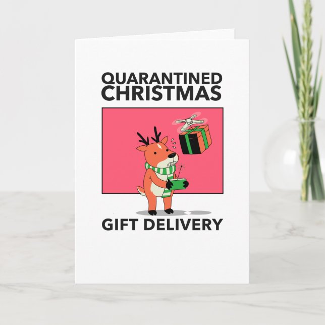 Drone Delivery Quarantined Christmas Card (Front)