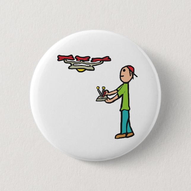 Drone Flying 2 Inch Round Button (Front)