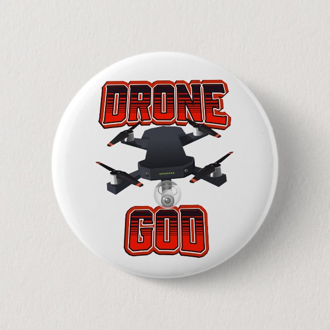 Drone God logo 2 Inch Round Button (Front)