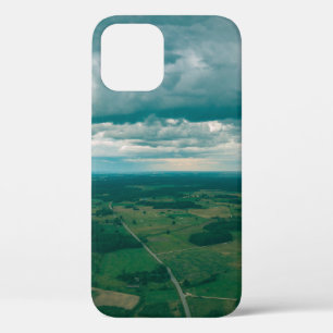 drone image. aerial view of rural area with houses iPhone 12 case