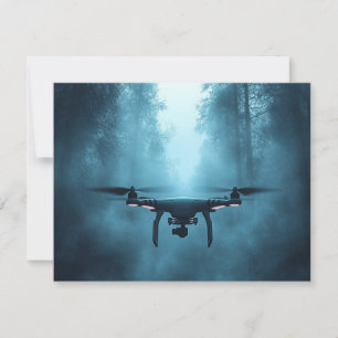 Drone in Foggy Forest Flat Holiday Card