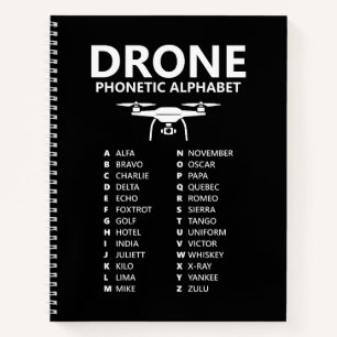 Drone Phonetic Alphabet – Black Graph Notebook