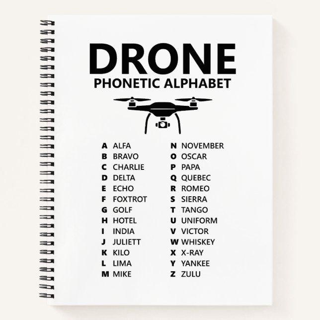 Drone Phonetic Alphabet – White Graph Notebook (Front)