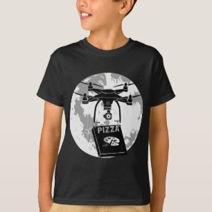 Drone Pilot Pizza Delivery Quadcopter Full Moon T-Shirt
