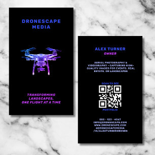 Drone Pilot UAV Photography QR Code Futuristic Business Card