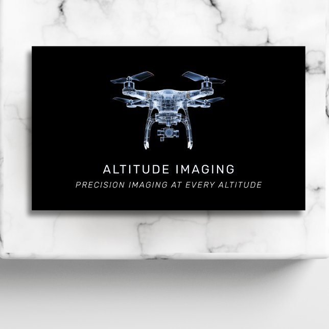 Drone Pilot UAV Photography QR Code Modern Black Business Card (Creator Uploaded)