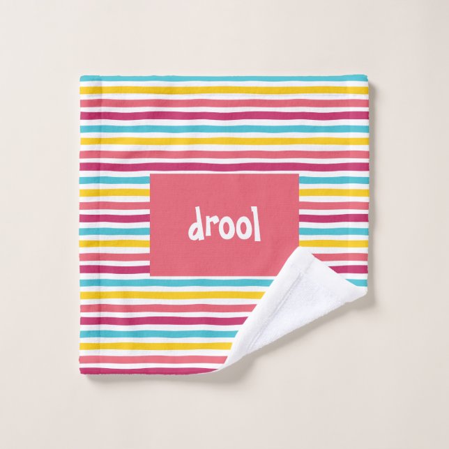 "drool" Colourful Striped Candy Funny Wash Cloth (Wash Cloth)