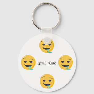 Drool Emoji Face  and '' Your Name Here " Keychain