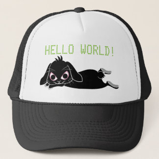 drooping ear black rabbit trucker hat