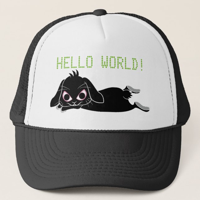 drooping ear black rabbit trucker hat (Front)