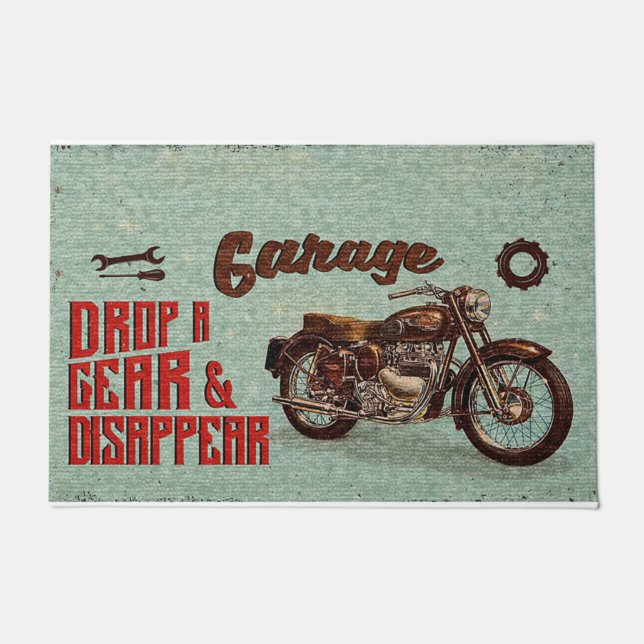 Drop A Gear And Disappear Garage Doormat (Front)