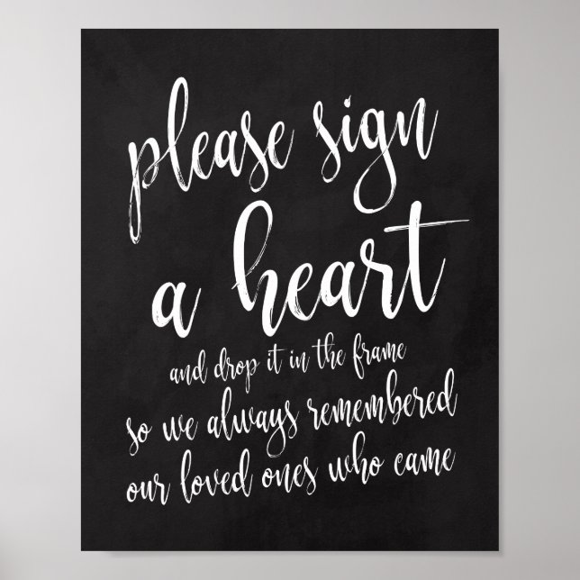 Drop A Heart In Frame Chalkboard Wedding 8x10 Sign (Front)