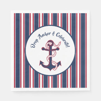 Drop Anchor & Celebrate Patriotic Coastal plates Napkin