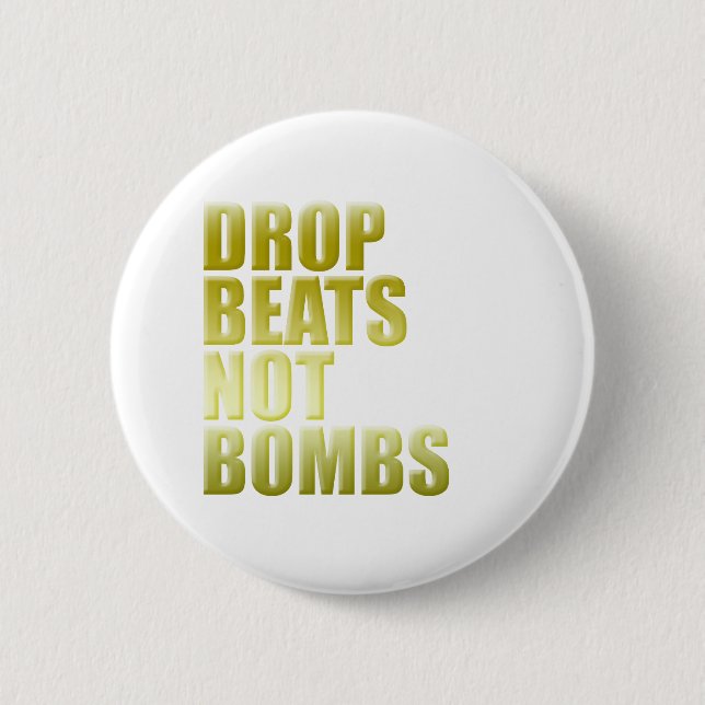 Drop Beats Not Bombs 2 - DJ DJing Disc Jockey Inch Round Button (Front)