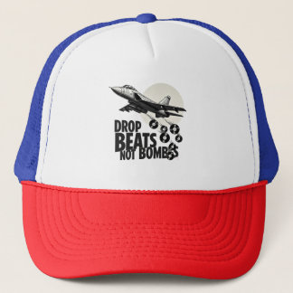 Drop Beats Not Bombs Fighter Jet Vinyl Trucker Hat
