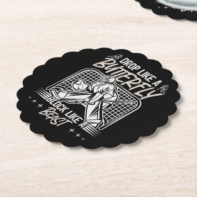 Drop Like a Butterfly Block Like a Beast Goalie Paper Coaster (Angled)