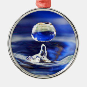 Drop of Cool Blue Water Raindrop Metal Ornament
