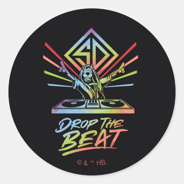 Drop the Beat: DJ Scooby-Doo Classic Round Sticker (Front)