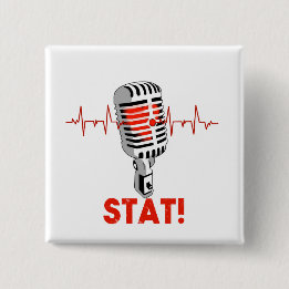 Drop the mic logo 2 inch square button