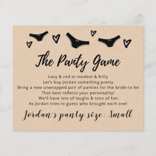 Drop your panties Template CARD Bridal game