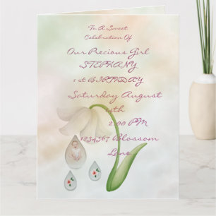 droplets de fées blanches 1 carte d'anniversaire