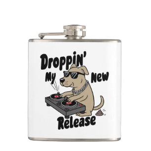 Droppin' My New Release Dog Hip-Hop Hip Flask