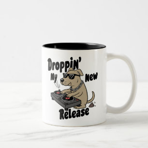 Droppin' My New Release Dog Hip-Hop Two-Tone Coffee Mug