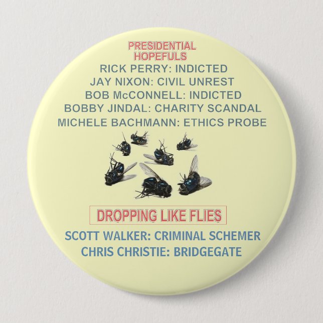 Dropping Like Flies: Update 4 Inch Round Button (Front)