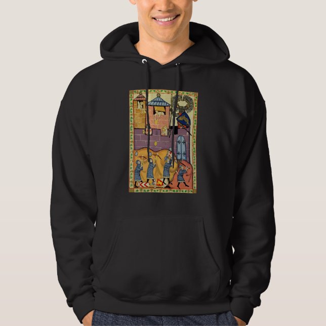 Dropping Rocks, 14th Century Codex Manesse Hoodie (Front)