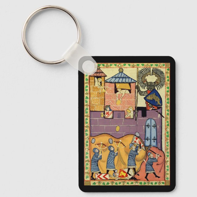 Dropping Rocks, 14th Century Codex Manesse Keychain (Front)