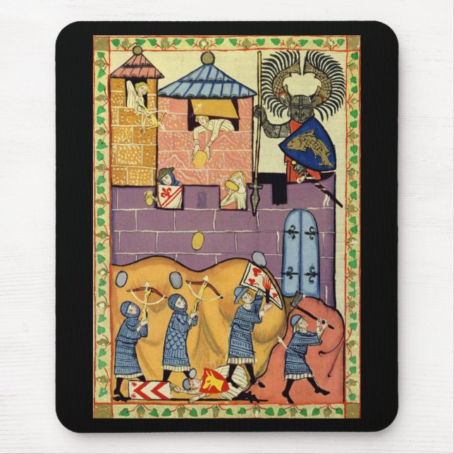 Dropping Rocks, 14th Century Codex Manesse Mouse Pad (Front)